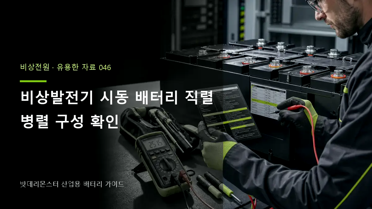 비상발전기 시동 배터리 직렬 병렬 구성 확인 대표 썸네일